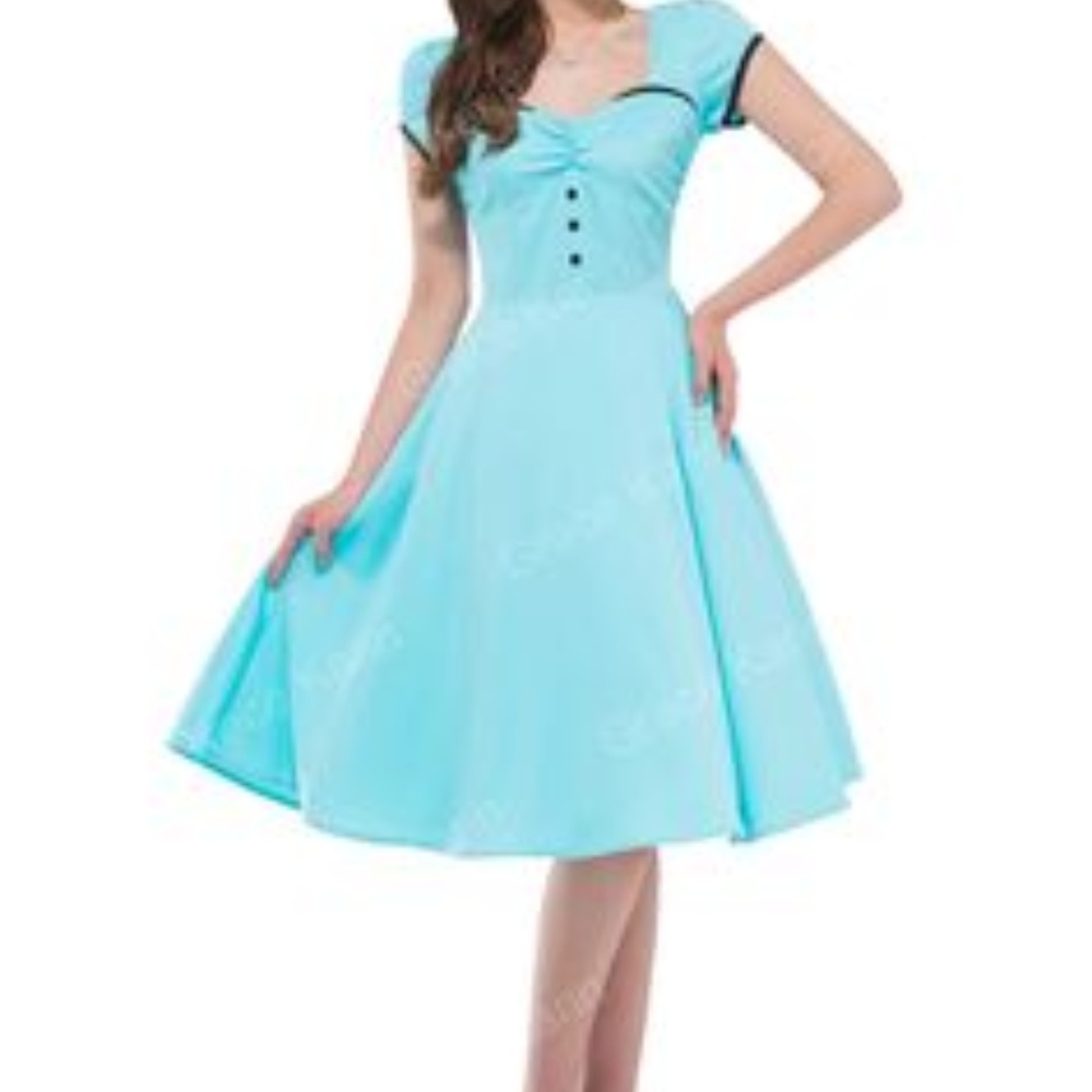 Retro turquoise party swing dress